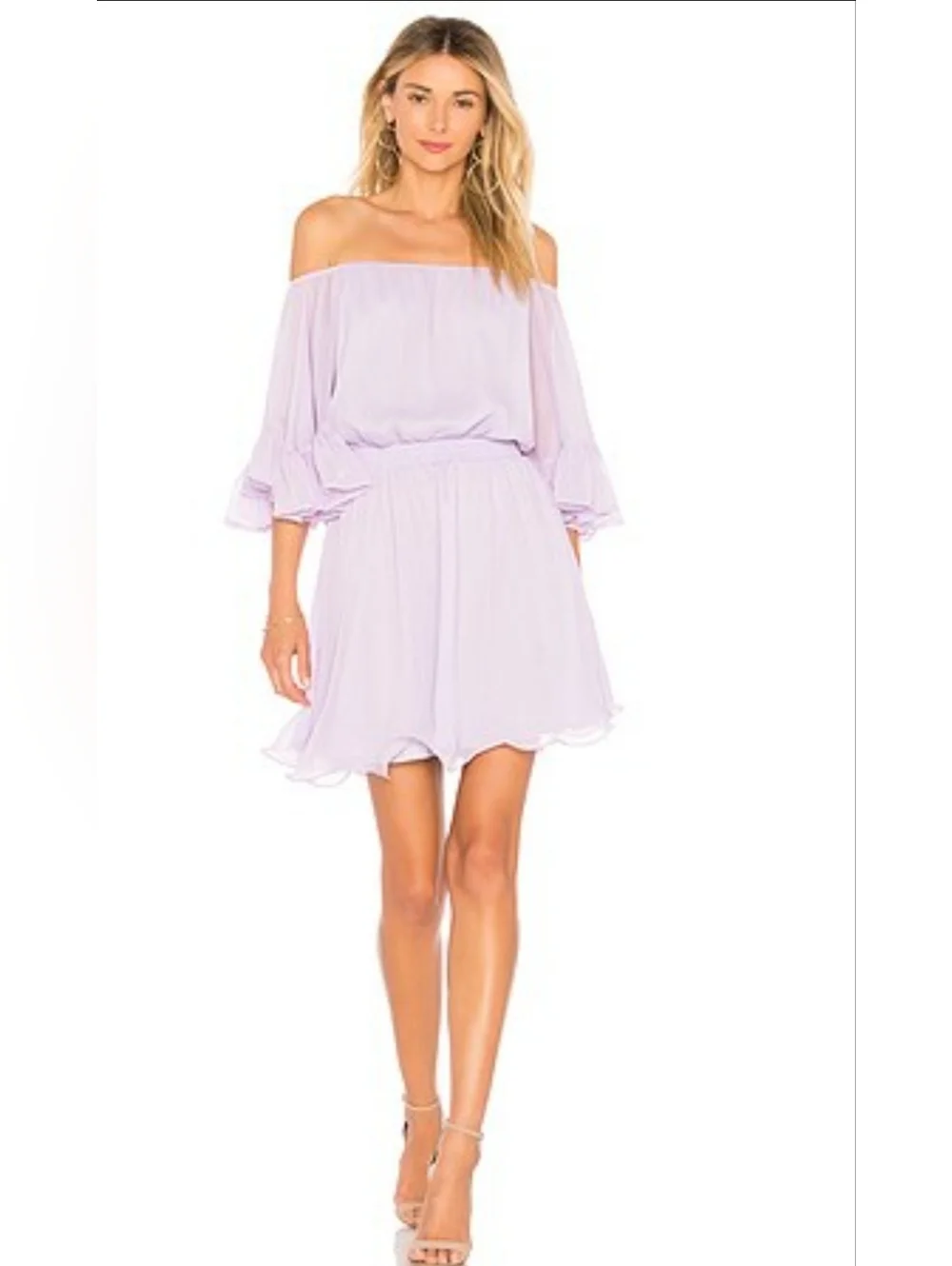 Endless Rose X Revolve Lilac Off-Shoulder Chiffon Ruffle Mini Dress - Women's XS